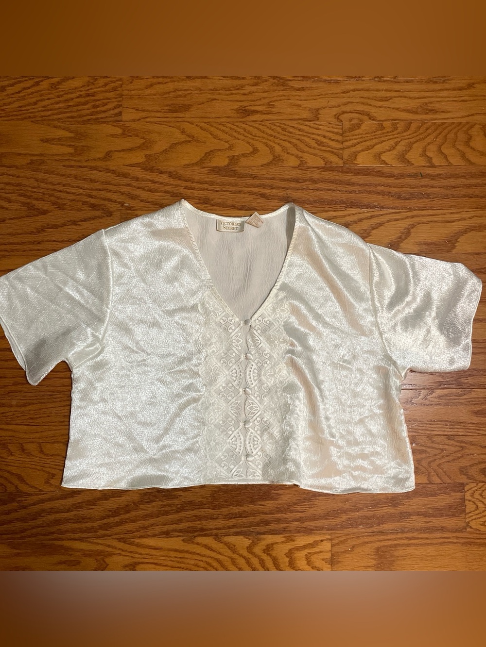 Victoria's Secret Ivory Textured Top with Gold Logo